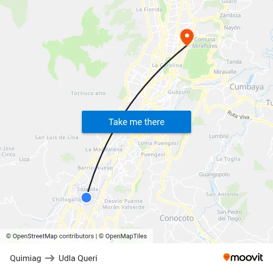 Quimiag to Udla Queri map