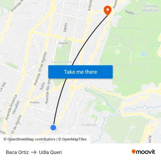 Baca Ortiz to Udla Queri map