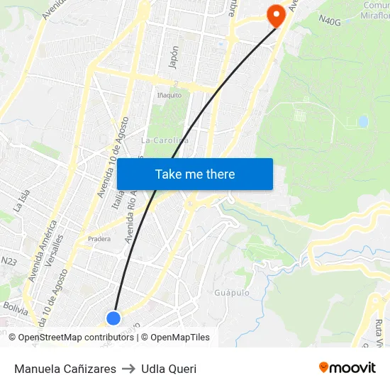 Manuela Cañizares to Udla Queri map