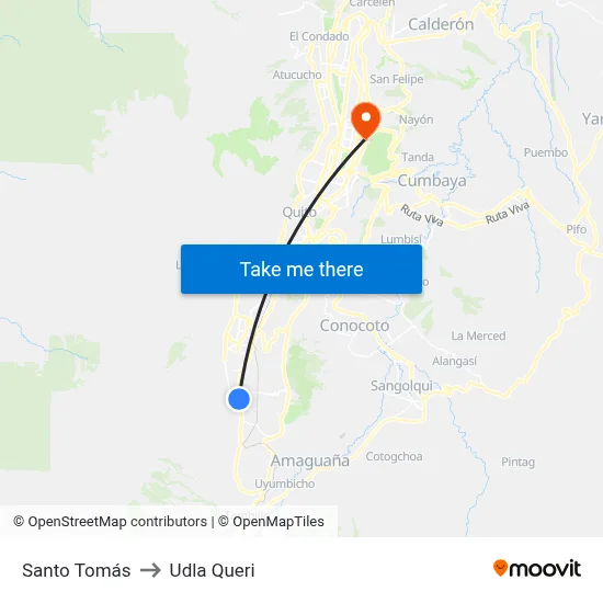 Santo Tomás to Udla Queri map