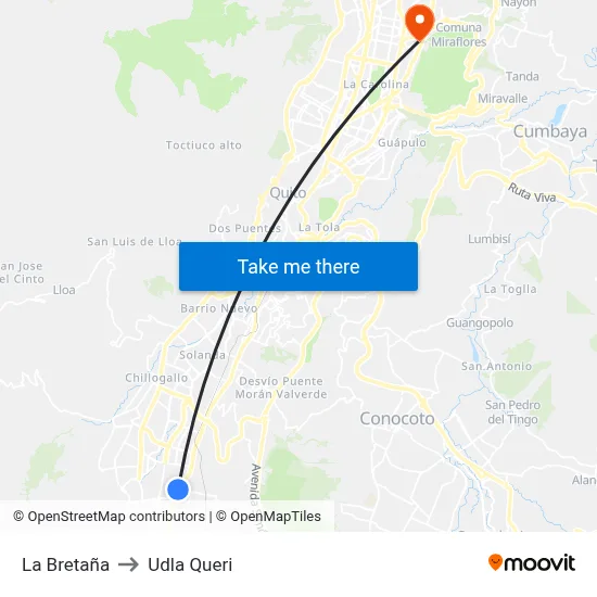 La Bretaña to Udla Queri map