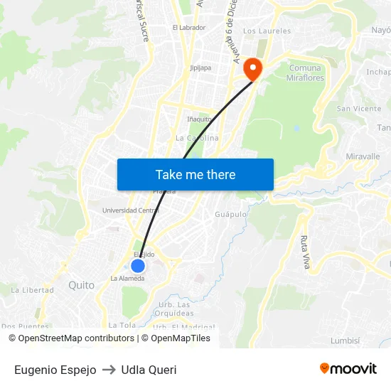 Eugenio Espejo to Udla Queri map