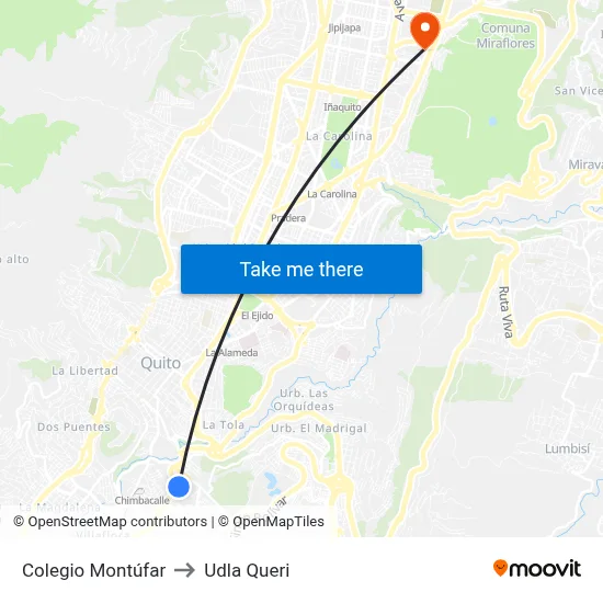 Colegio Montúfar to Udla Queri map