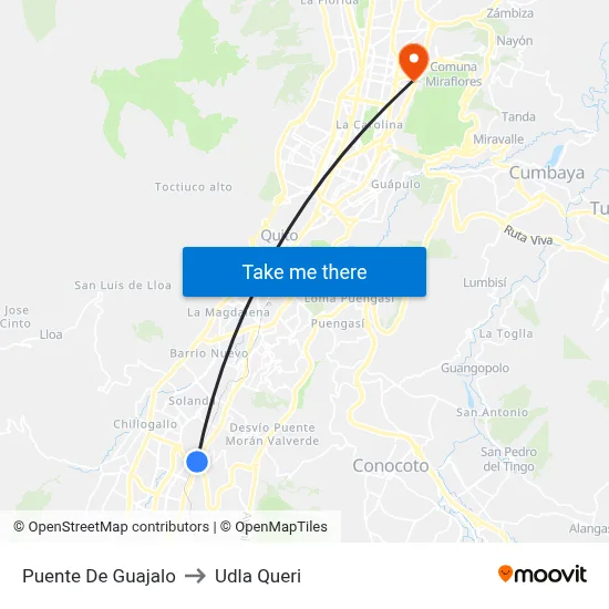 Puente De Guajalo to Udla Queri map