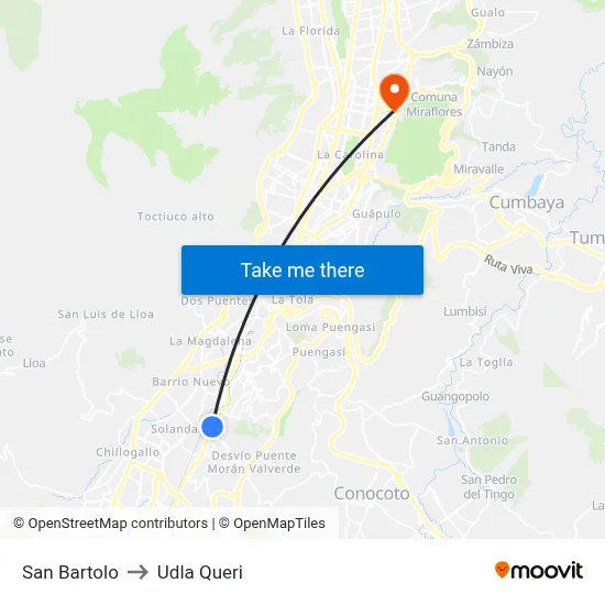 San Bartolo to Udla Queri map