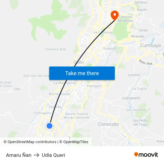 Amaru Ñan to Udla Queri map