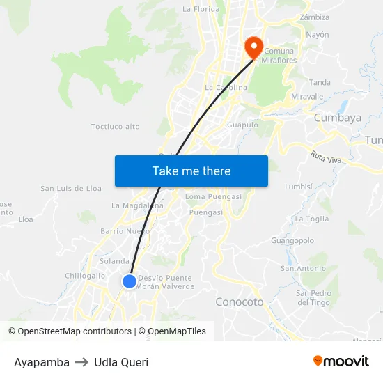 Ayapamba to Udla Queri map