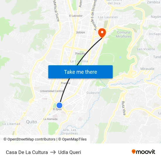 Casa De La Cultura to Udla Queri map