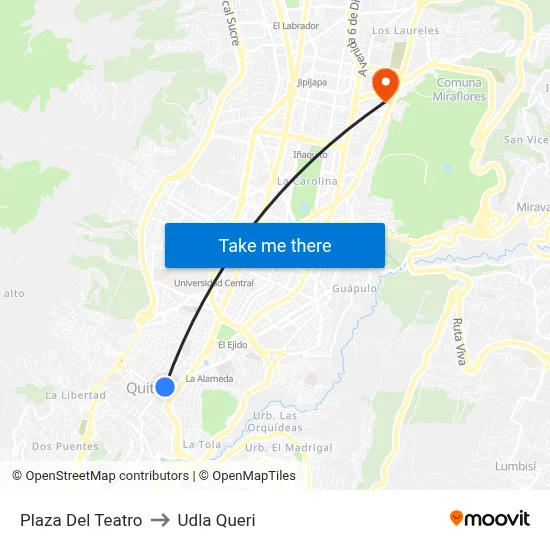 Plaza Del Teatro to Udla Queri map