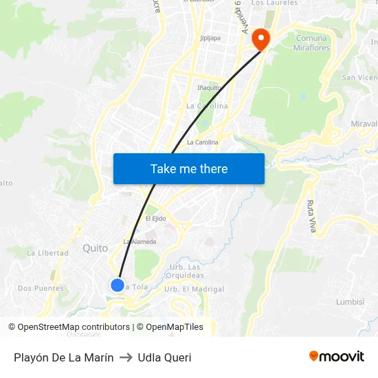 Playón De La Marín to Udla Queri map
