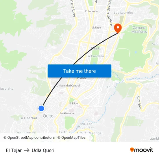 El Tejar to Udla Queri map