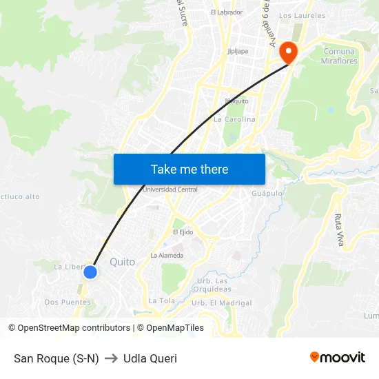 San Roque (S-N) to Udla Queri map