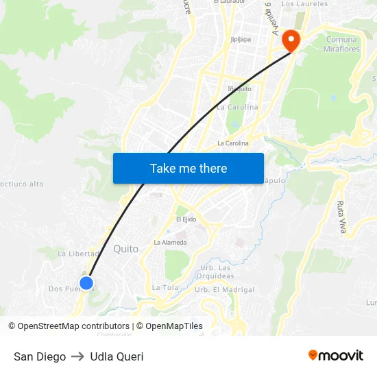 San Diego to Udla Queri map