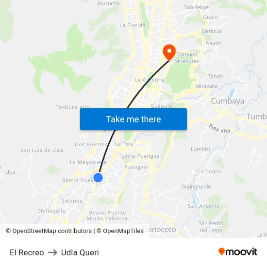 El Recreo to Udla Queri map