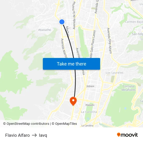 Flavio Alfaro to Iavq map