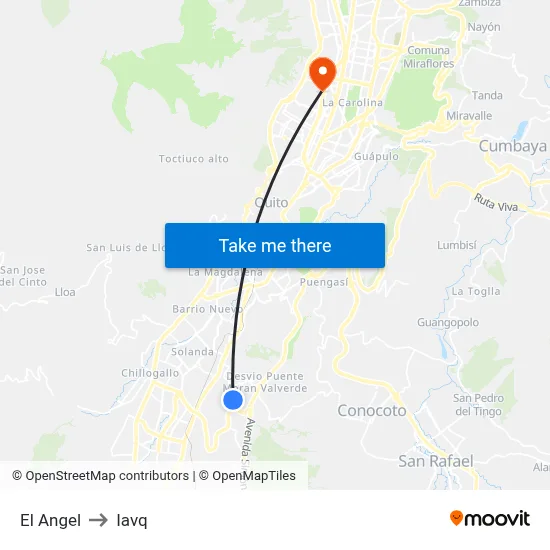 El Angel to Iavq map