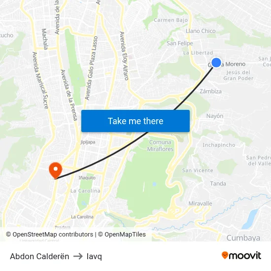 Abdon Calderën to Iavq map