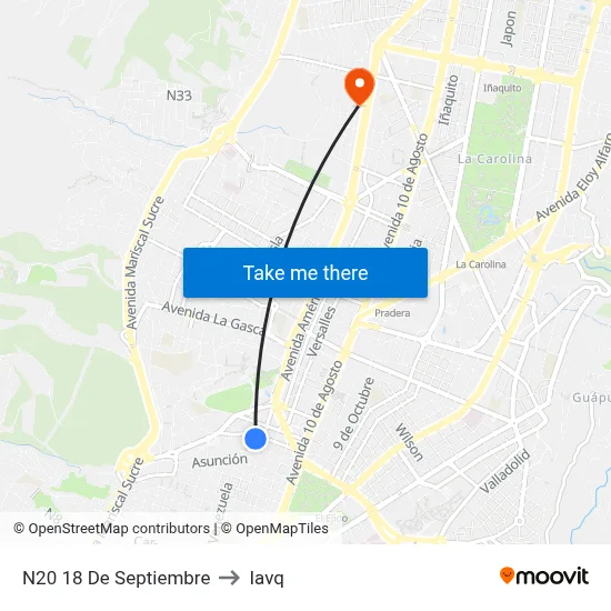 N20   18 De Septiembre to Iavq map