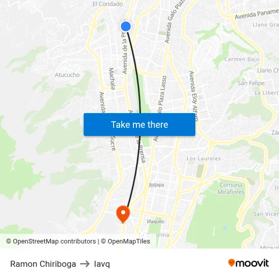 Ramon Chiriboga to Iavq map