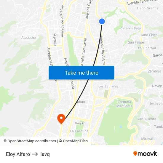 Eloy Alfaro to Iavq map