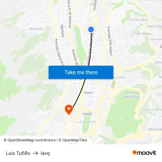 Luis Tufiðo to Iavq map
