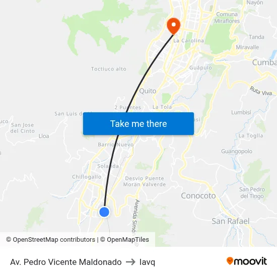 Av. Pedro Vicente Maldonado to Iavq map