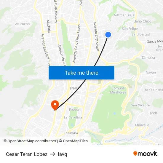 Cesar Teran Lopez to Iavq map