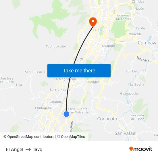 El Angel to Iavq map