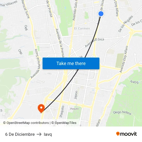 6 De Diciembre to Iavq map