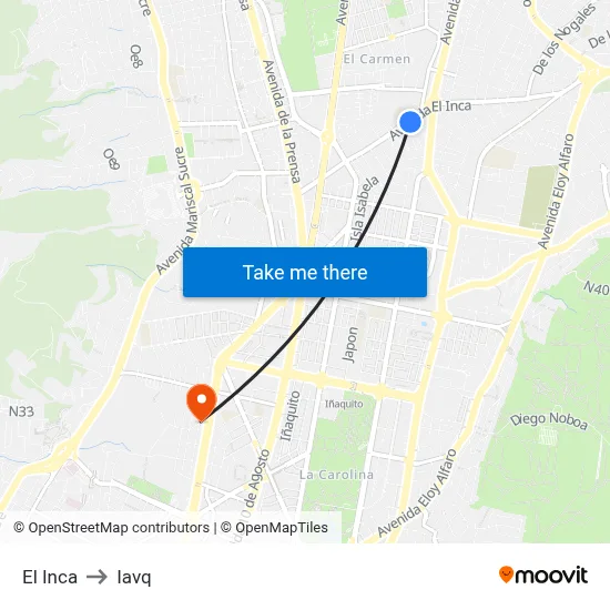 El Inca to Iavq map