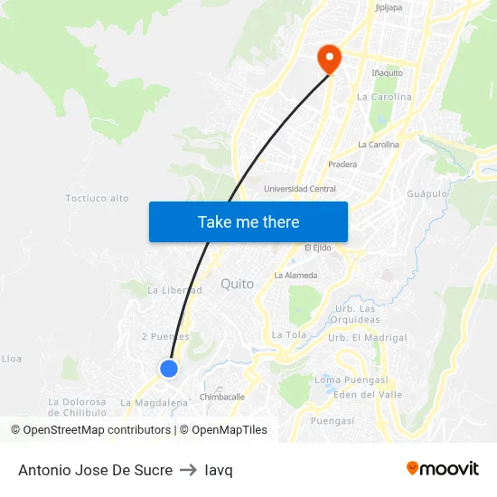 Antonio Jose De Sucre to Iavq map