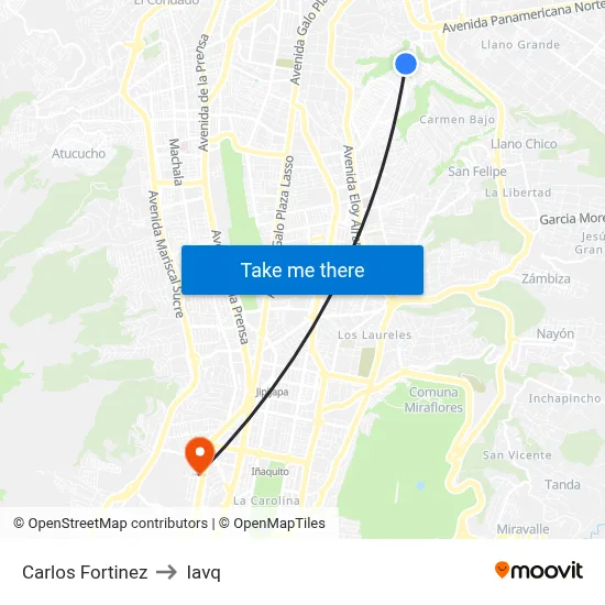 Carlos Fortinez to Iavq map