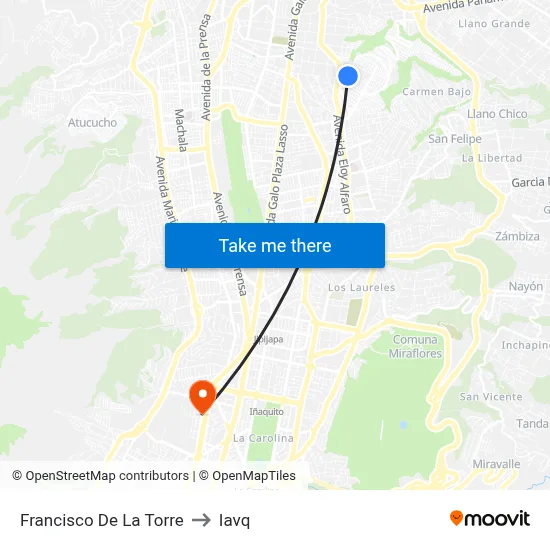 Francisco De La Torre to Iavq map