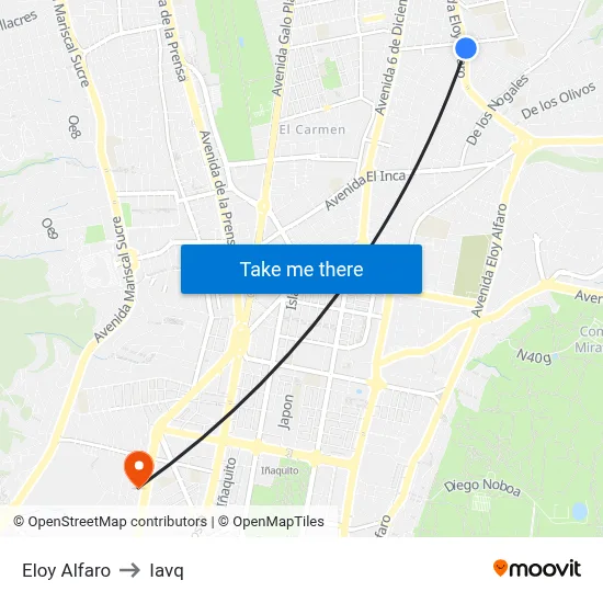 Eloy Alfaro to Iavq map