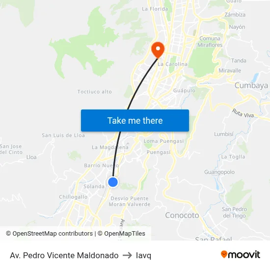 Av. Pedro Vicente Maldonado to Iavq map