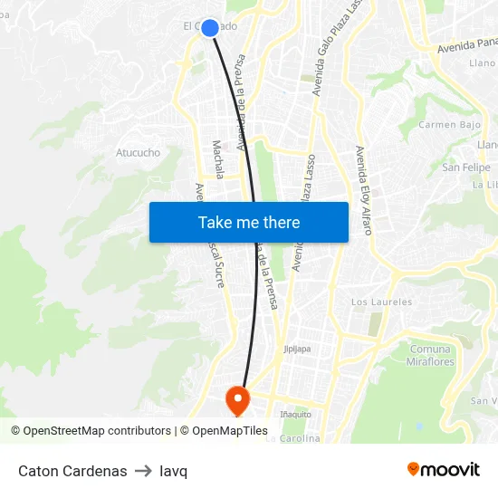 Caton Cardenas to Iavq map