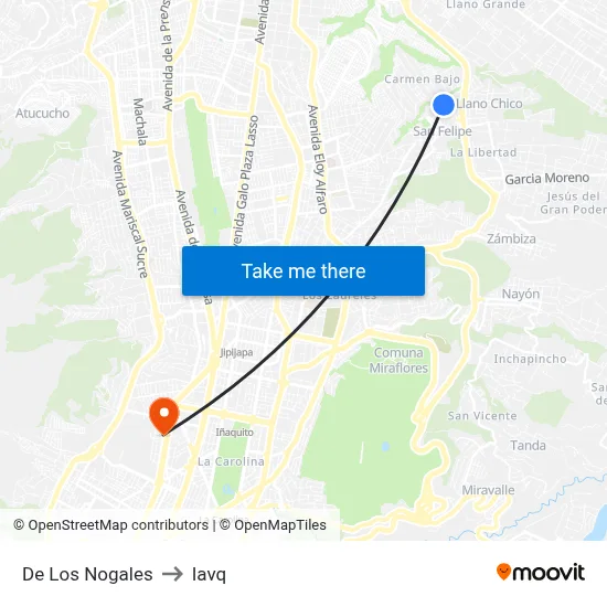 De Los Nogales to Iavq map