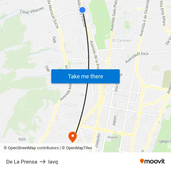 De La Prensa to Iavq map