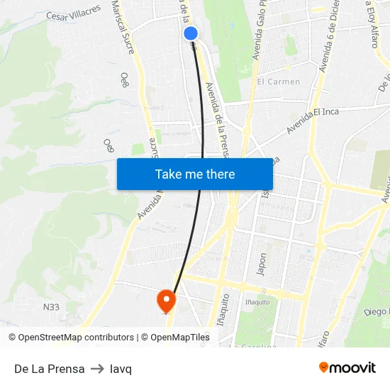 De La Prensa to Iavq map
