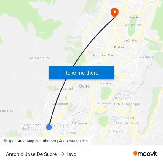 Antonio Jose De Sucre to Iavq map