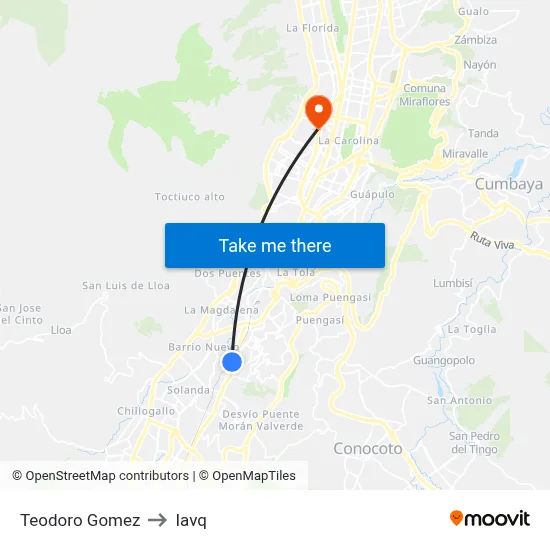 Teodoro Gomez to Iavq map