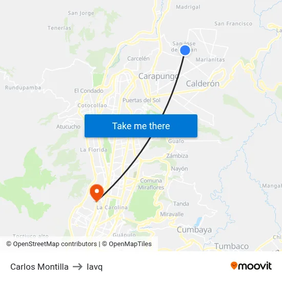 Carlos Montilla to Iavq map