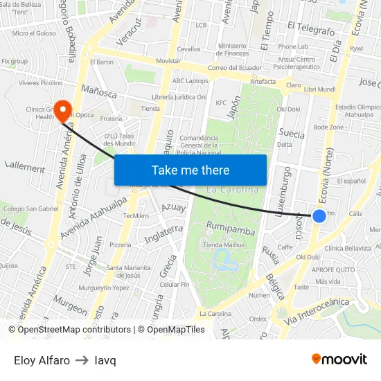 Eloy Alfaro to Iavq map