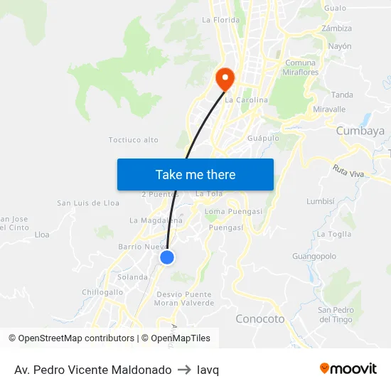 Av. Pedro Vicente Maldonado to Iavq map