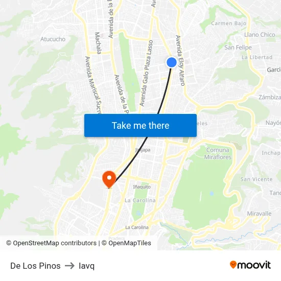 De Los Pinos to Iavq map