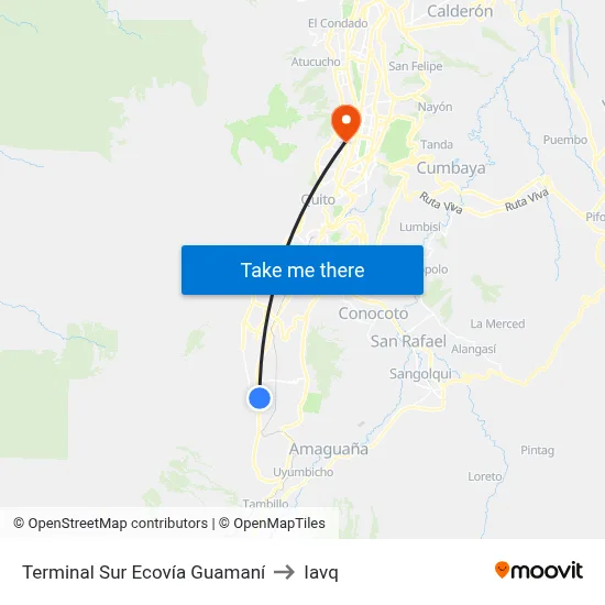 Terminal Sur Ecovía Guamaní to Iavq map