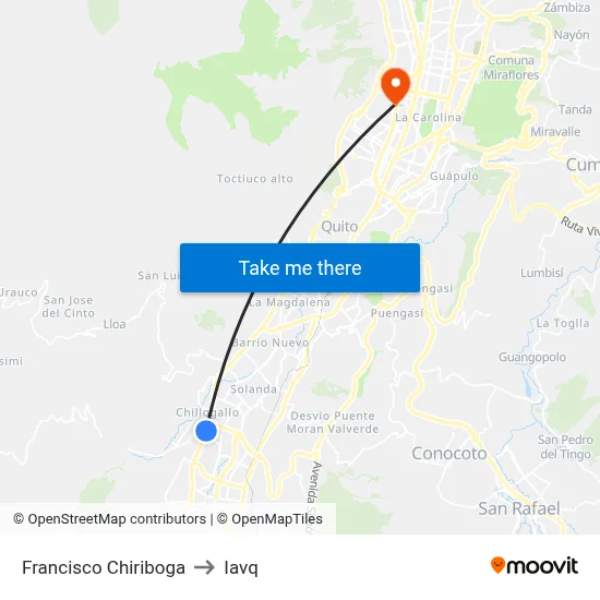 Francisco Chiriboga to Iavq map
