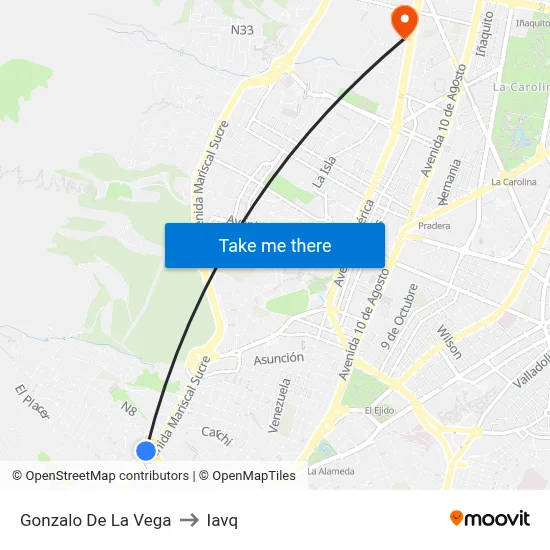 Gonzalo De La Vega to Iavq map