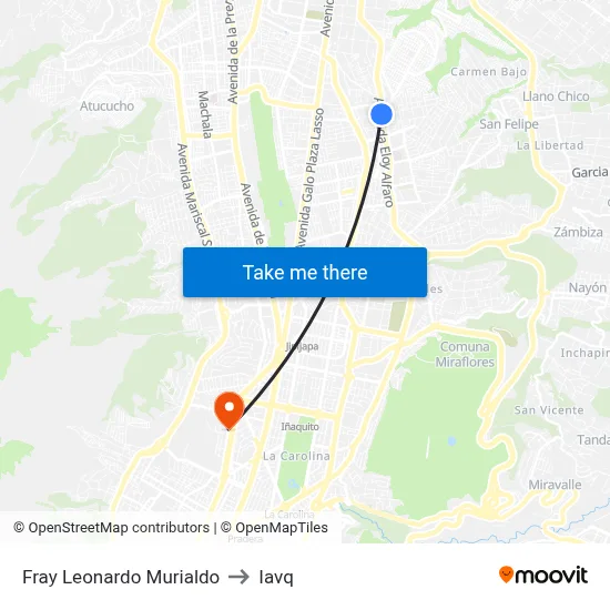 Fray Leonardo Murialdo to Iavq map