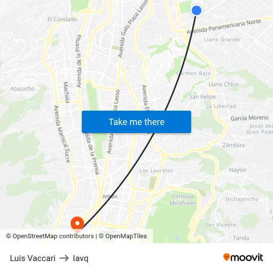 Luis Vaccari to Iavq map
